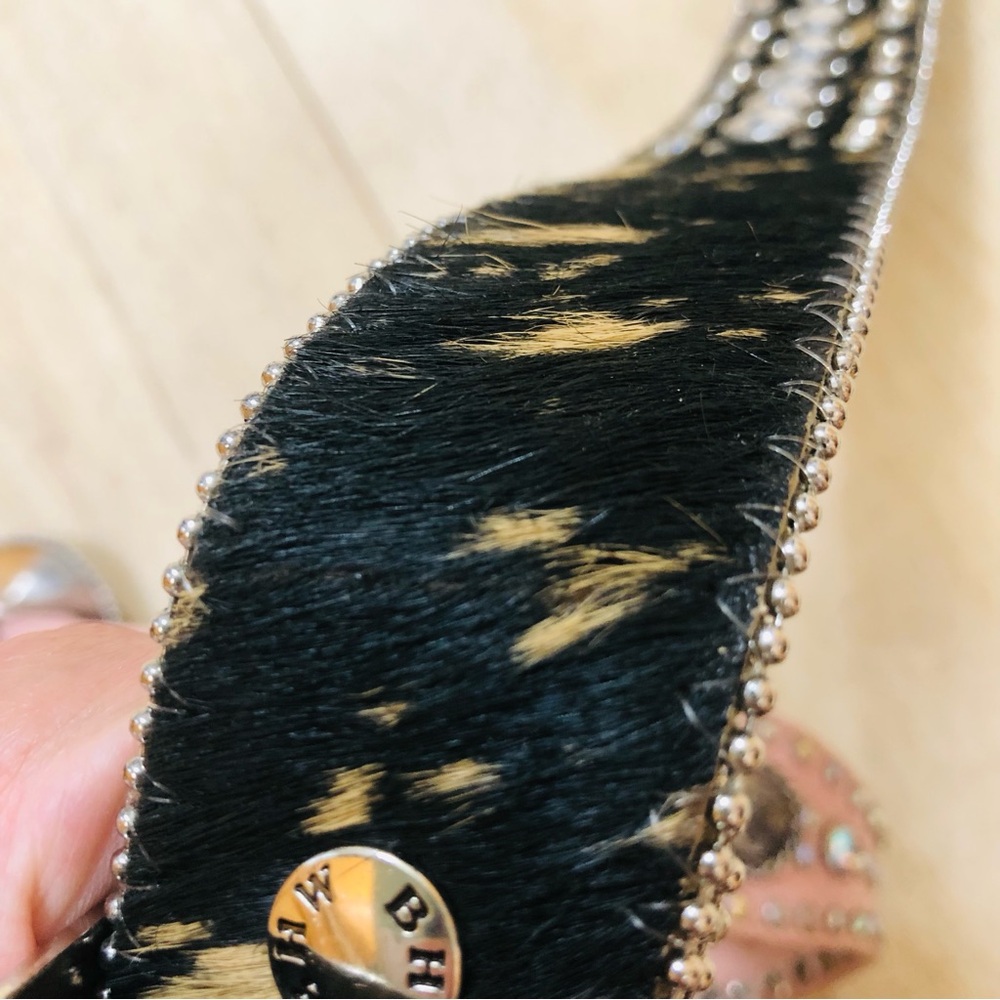 BHW leather Western Belt with Rhinestones - Picture 5 of 5